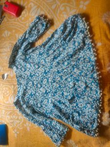 Blue Floral Pom-Pom Dress
