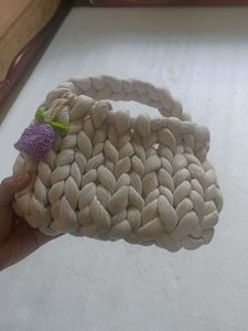 cute handmade crochet bag with charm