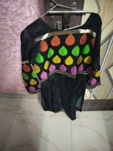 Net Festive Kurta For Women - Black Colour