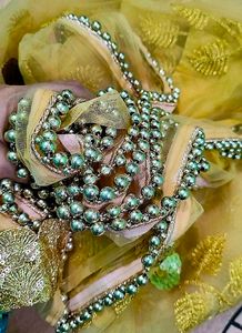 Partywear Golden Beaded Saree With Blouse