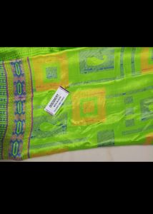 Parrot Green Crepe Butter Silk Saree