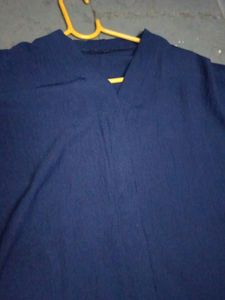 Navy Blue Embellished Abaya with Black Scarf