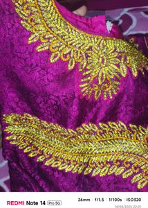 Purple & Gold Embroidered Top