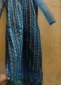 Elegant Teal Embellished Sequin &amp; Beaded Kurta