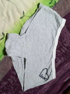 Cute Gray T-Shirt with Love Detail