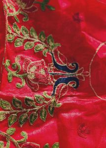 Red Embroidered Blouse Piece