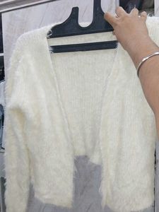 Fluffy White Cardigan