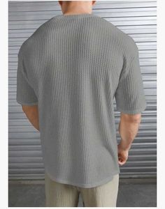Men&#39;s Grey Waffle Knit T-Shirt