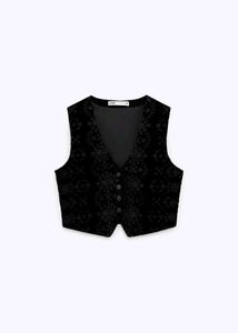 Black Velvet Patterned Vest
