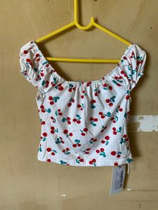 Cherry Print Crop Top