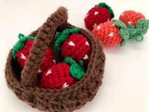 handmade crochet fruits with basket