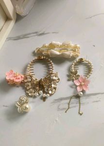 Pearl & Floral Hair Accessories Set