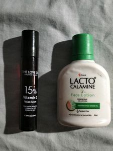 Lacto Calamine Face Lotion.  And.   The Love Co.Vitamin C Rollon Serum