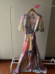 Hope &amp; Ivy Leah Flutter Sleeve Maxi Wrap Dress