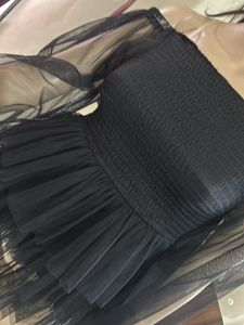 Black Net Empire Crop Top