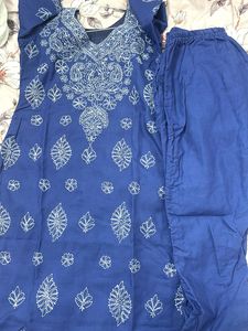 Blue Embroidered Kurta