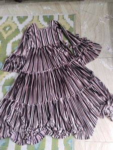 Striped Pleated Midi Dress