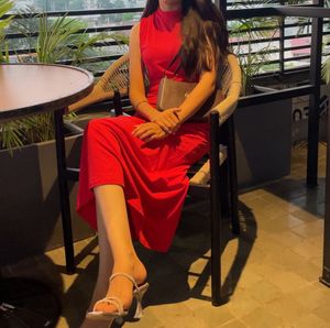 Red Sleeveless Maxi Dress