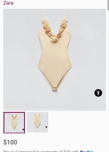 ZARA Floral Detailing Bodysuit