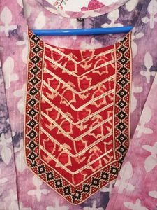Pink &amp; Purple Chanderi Batik With Pocket Kurti