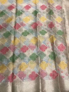 New Golden Organza Saree For Grabs