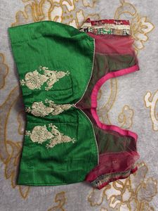 Pure Gorgete Pink ombre Embroidered Saree