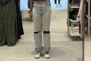 Ripped Straight Leg Jeans