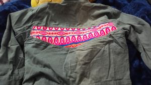 Denim Jacket With Colourful Print