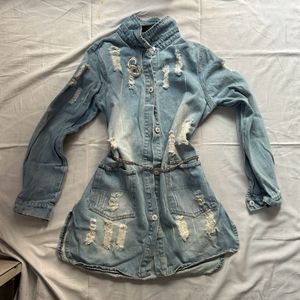 Distressed Denim Mini Dress