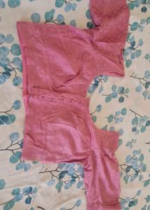 Pink Reshami Saree With Blouse