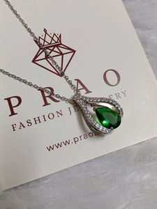 Emerald Teardrop Pendant Necklace