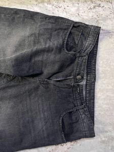 UNISEX Black Denim straight fade Jeans