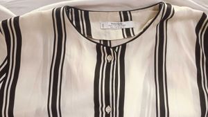 Mango Striped Button-Down Shirt