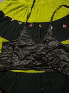 Green Nd Black Navratri Skirt