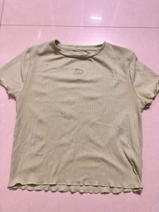 🍄Cute Green Ribbed Tee