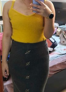 Women Mustard Fuzzy Tank Top