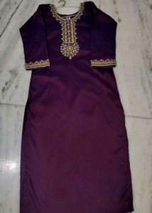 Purple Embroidered Kurti