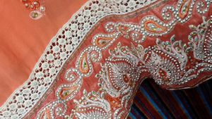 Coral Pink Kurta With Heavy Embroidery And Stones