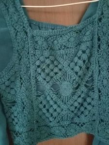 Teal Lace Crop Top