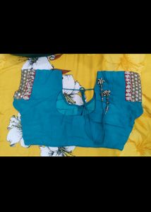 Embroidery Blue Party Wear Saree