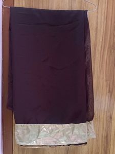 Brown Georgette Saree Without Blouse