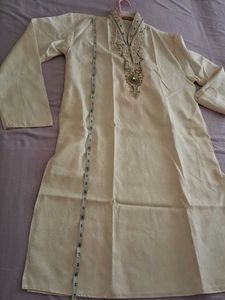 Elegant Cream Embroidered Kurta