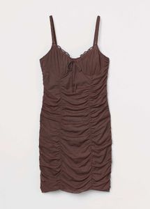 Brown Ruched Bodycon Mini Dress