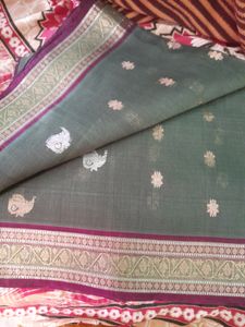 Women Green Color Fancy Cotton Saree