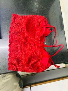 Red Sexy Net Pace Bralette Top