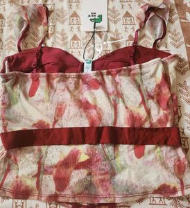 Begie Maroon Floral Corset Top