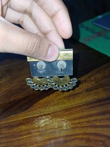 Blue &amp; Gold Dangle Earrings