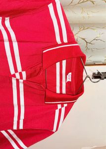 Trendy Red Striped Polo Shirt