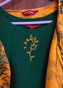 Green Dress with Yellow jacket
