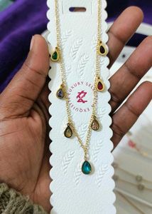 Colorful Teardrop Gem Necklace